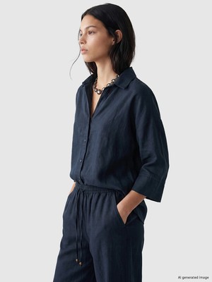 Lc Waikiki Yeni Sezon Oversize Kadın %100 Keten Gömlek