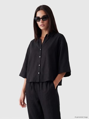Lc Waikiki Yeni Sezon Keten Karışımlı Oversize Kadın Gömlek