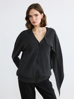 Lc Waikiki Yeni Sezon V Yaka Şal Detaylı Oversize Kadın Triko Hırka