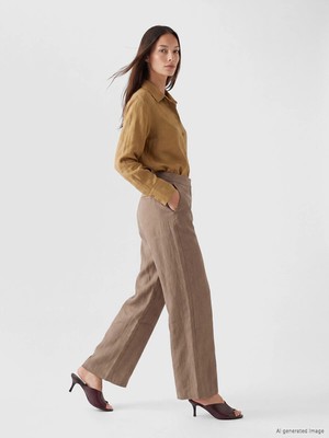 Lc Waikiki Yeni Sezon Beli Lastikli Kadın %100 Keten Pantolon
