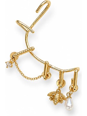 Venüs Design Çelik Incili  Earcuff