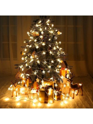 Kuzey Oyuncak Yüksek Kalite 5 Metre Gün Işığı Kar Tanesi LED Işık Sabit Yanar 20 Ledli Fişli Noel Yılbaşı Işığı