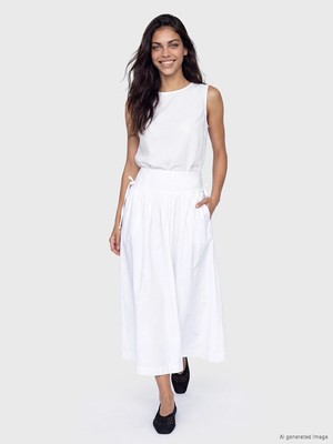 Lc Waikiki Yeni Sezon Beli Fermuarlı Poplin Kloş Etek