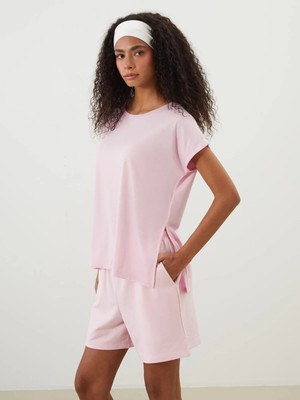Lc Waikiki Yeni Sezon Bisiklet Yaka Oversize Kadın Spor Tişört