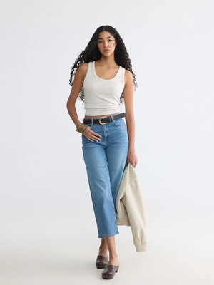 Lc Waikiki Yeni Sezon Beli Kemerli Straight Fit Kadın Jean Pantolon