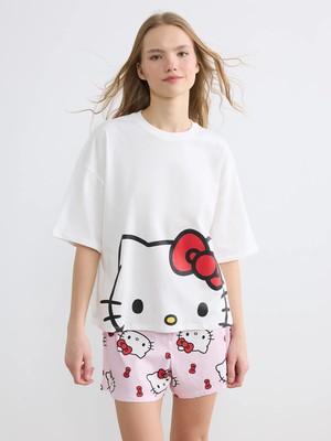 Lc Waikiki Yeni Sezon Hello Kitty Baskılı Kadın Şortlu Pijama Takımı