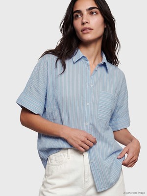 Lc Waikiki Yeni Sezon Çizgili Oversize Kadın Gömlek