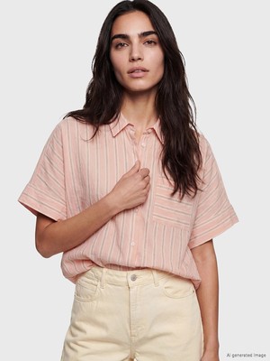 Lc Waikiki Yeni Sezon Çizgili Oversize Kadın Gömlek