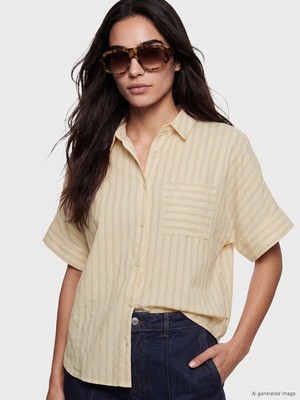 Lc Waikiki Yeni Sezon Çizgili Oversize Kadın Gömlek