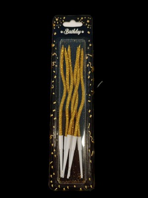 Mumay Mum Uzun  Burgulu Gold Simli 6 Lı 15 cm
