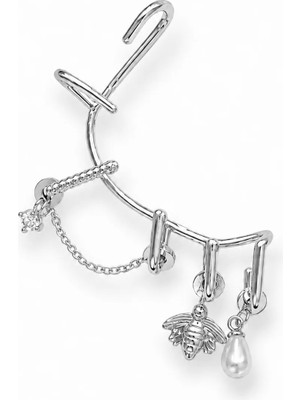 Venüs Design Çelik Incili  Earcuff