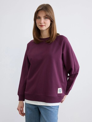 Lc Waikiki Yeni Sezon Bisiklet Yaka Baskılı Oversize Kadın Sweatshirt