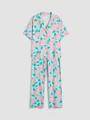 Lc Waikiki Yeni Sezon Gömlek Yaka Çiçekli Kadın Pijama Takımı