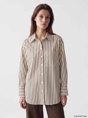 Lc Waikiki Yeni Sezon Çizgili Oversize Poplin Kadın Gömlek Tunik