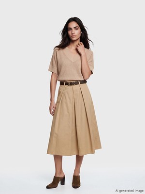 Lc Waikiki Yeni Sezon Beli Kemerli Poplin Pileli Etek