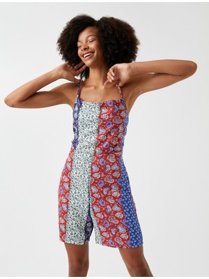 Koton Şort Tulum Patchwork Ince Askılı