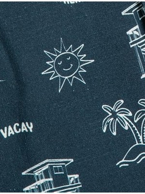 Hype Store Gömlek Kısa Kollu Yaz Temalı Baskılı Cep Detaylı