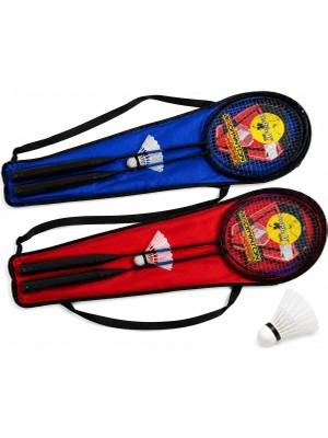 Badminton Raket Seti 2'li – Top ve Taşıma Çantalı | Mavi & Kırmızı Renk Seçenekleri