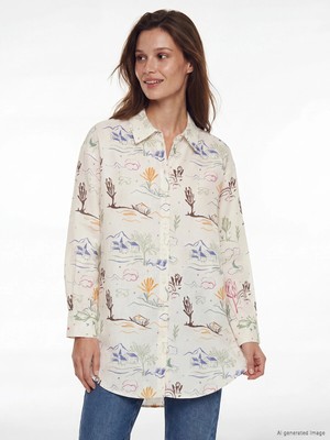 Lc Waikiki Yeni Sezon Desenli Oversize Kadın Gömlek Tunik
