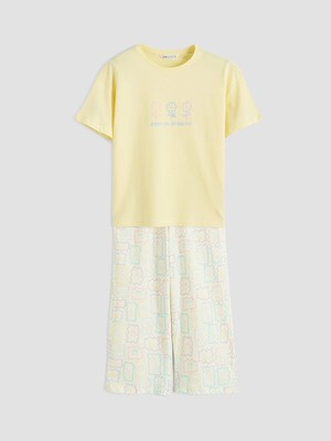 Lc Waikiki Yeni Sezon Bisiklet Yaka Baskılı Kadın Pijama Takım