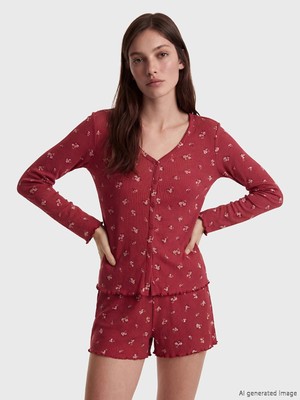 Lc Waikiki Yeni Sezon V Yaka Çiçekli Kadın Şortlu Pijama Takımı