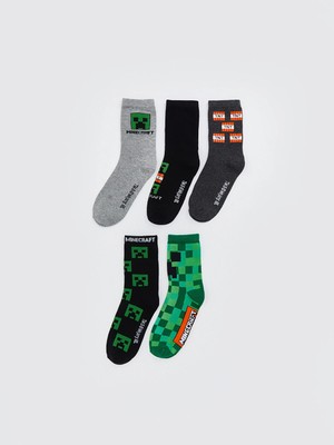 Lc Waikiki Yeni Sezon Minecraft Desenli Erkek Çocuk Soket Çorap 5'li