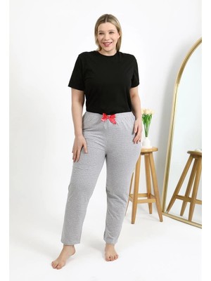 Hobilinka Kadın Pamuklu Büyük Beden Alt Pijama Gri