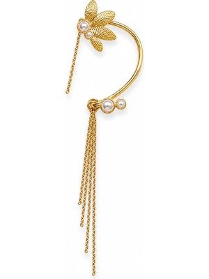 Venüs Design Çelik Incili Çiçek  Earcuff