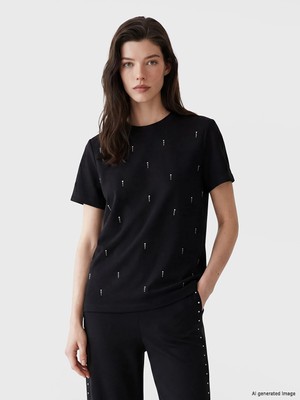 Lc Waikiki Yeni Sezon Taşlı Soft Touch Kadın Tişört