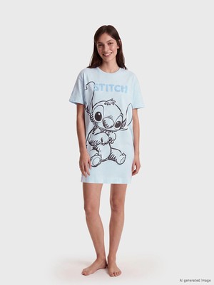 Lc Waikiki Yeni Sezon Stitch Baskılı Kadın Gecelik