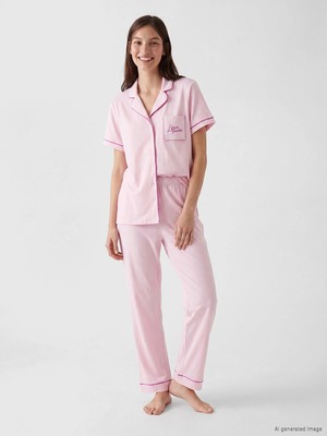 Lc Waikiki Yeni Sezon Gömlek Yaka %100 Pamuklu Kadın Pijama Takımı