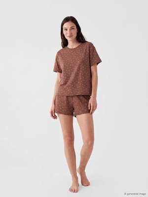 Lc Waikiki Yeni Sezon Kalp Desenli Kadın Şortlu Pijama Takımı