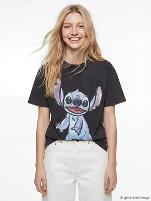 Lc Waikiki Yeni Sezon Stitch Baskılı %100 Pamuklu Kadın Tişört