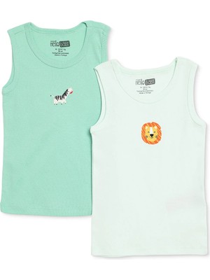 Hellobaby Erkek Bebek 2li Atlet Dinozor Baskılı Bisiklet Yaka Sleeveless