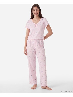 Lc Waikiki Yeni Sezon V Yaka Çiçekli Kadın Pijama Takım