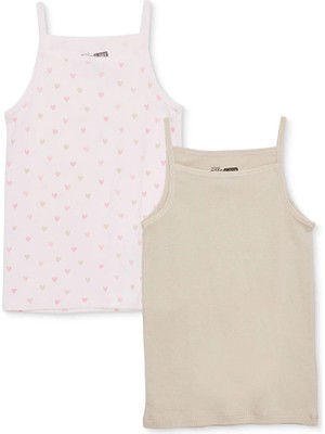 Hellobaby Kız Bebek 2li Atlet Çiçek Baskılı Bisiklet Yaka Sleeveless