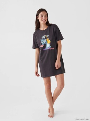 Lc Waikiki Yeni Sezon Stitch Baskılı Kadın Gecelik