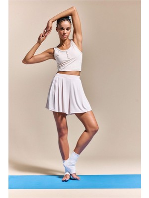 DeFacto Standart Fit Sporcu Kısa Paça Modal Açık Bej Şort H1233AX26HS