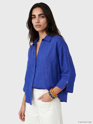 Lc Waikiki Yeni Sezon Oversize %100 Keten Kadın Gömlek