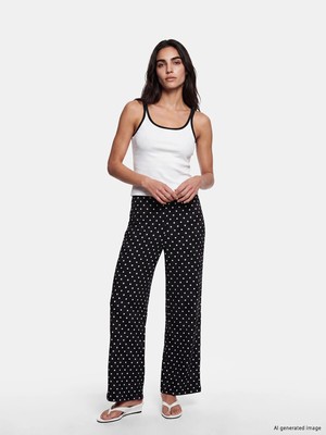 Lc Waikiki Yeni Sezon Beli Lastikli Puantiyeli Kadın Pantolon