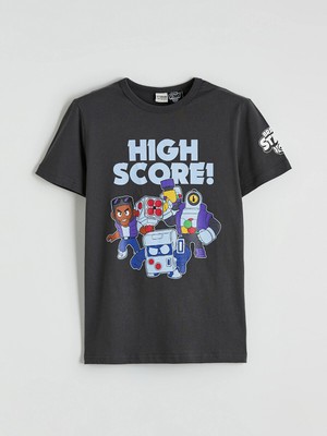 Lc Waikiki Yeni Sezon Bisiklet Yaka Brawl Stars Baskılı Erkek Çocuk Tişört