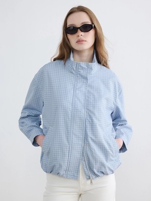 Lc Waikiki Yeni Sezon Dik Yaka Ekose Oversize Kadın Yağmurluk