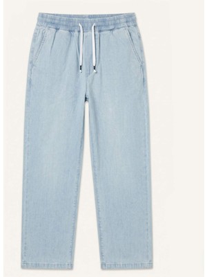 DeFacto %100 Pamuk Baggy Fit Elastik Bağlamalı Bel Mavi Pantolon I4191AX26HS