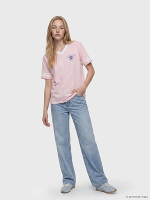 Lc Waikiki Yeni Sezon Stitch Baskılı %100 Pamuklu Oversize Kadın Tişört