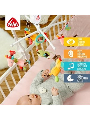 Fehn Müzik Mobil Safari - Sevimli Hayvanlı Bebek Uyku Yardımı - Bebek Mobil Müzik Kutusu Melodi - 0-5 Ay Arası Bebekler Için Müzik Mobil Bebek Yatağı Oyuncak