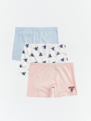 Lc Waikiki Yeni Sezon Stitch ve Angel Baskılı Kız Çocuk 3'lü Boxer
