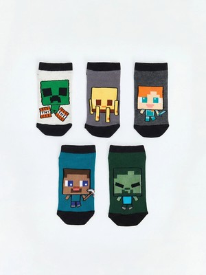 Lc Waikiki Yeni Sezon Erkek Çocuk Minecraft Baskılı 5'li Patik Çorap