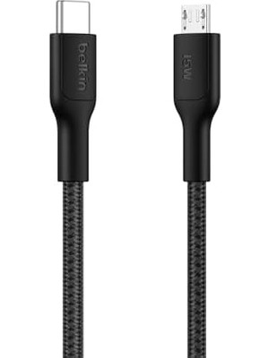 Grains Global Eco Usb-C - Micro USB Kablosu, 1 M, Yumuşak, Örgülü, Esnek Hızlı Şarj Kablosu, Usb-If Sertifikalı Type-C - Micro USB Şarj Kablosu, Kameralar, Hoparlörler ve Daha Fazlası Için, Siyah