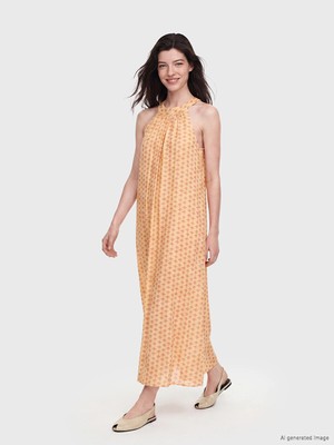 Lc Waikiki Yeni Sezon Halter Yaka Desenli Pileli Elbise