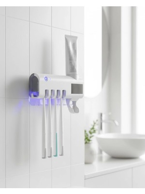 ENCO Mey Ithalat® Uv Sterilizasyonlu Duvara Monte Otomatik Diş Fırçası Tutucu